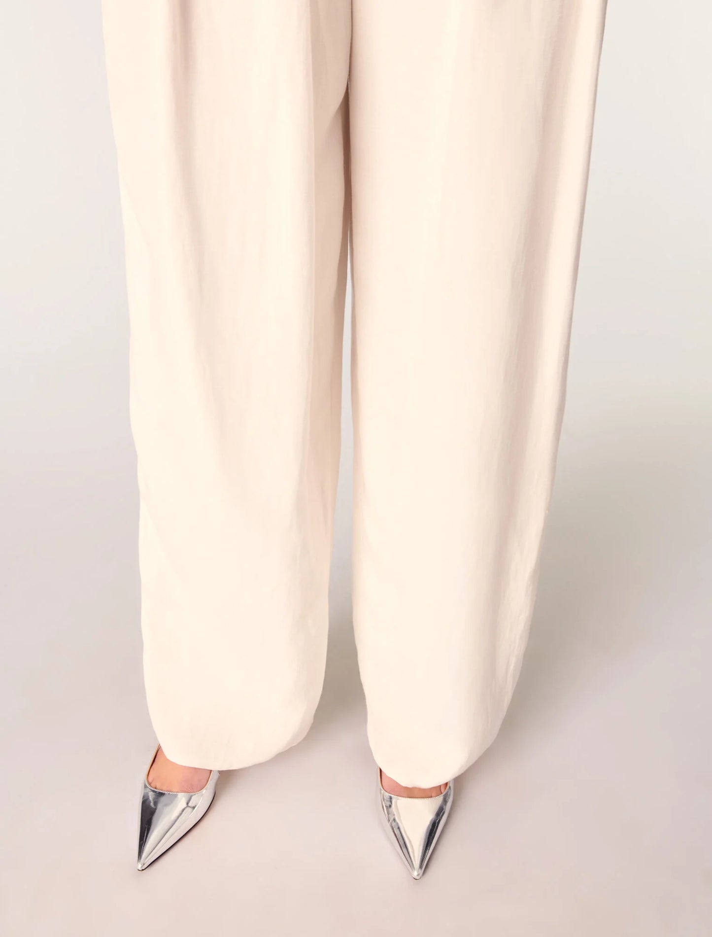 Ecru-Wide-Leg Suit Trousers