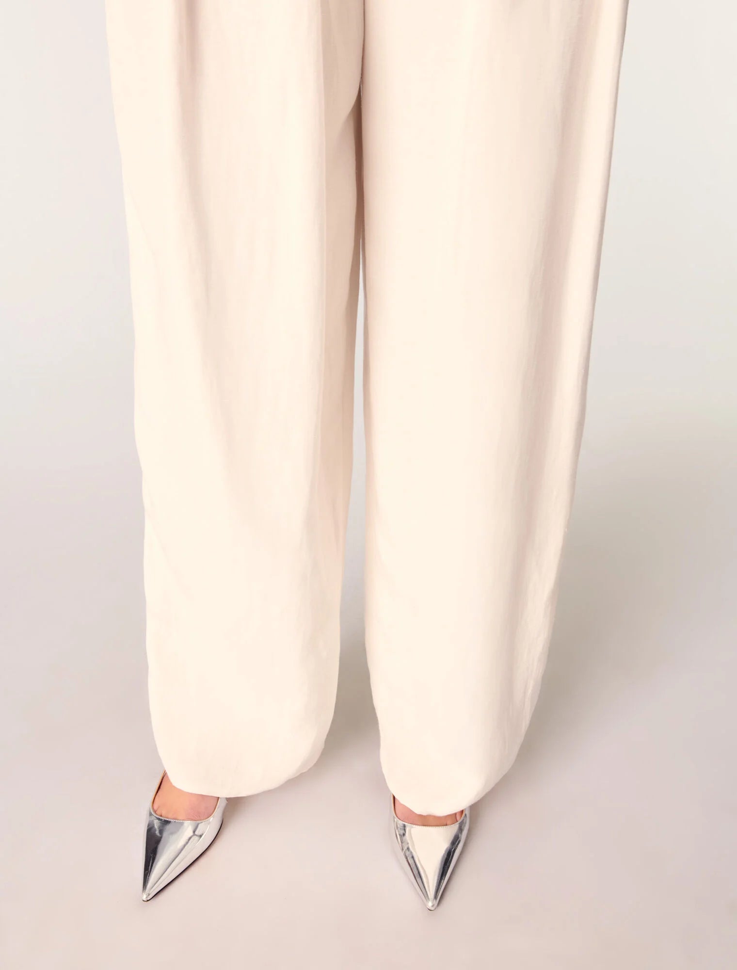 Ecru-Wide-Leg Suit Trousers