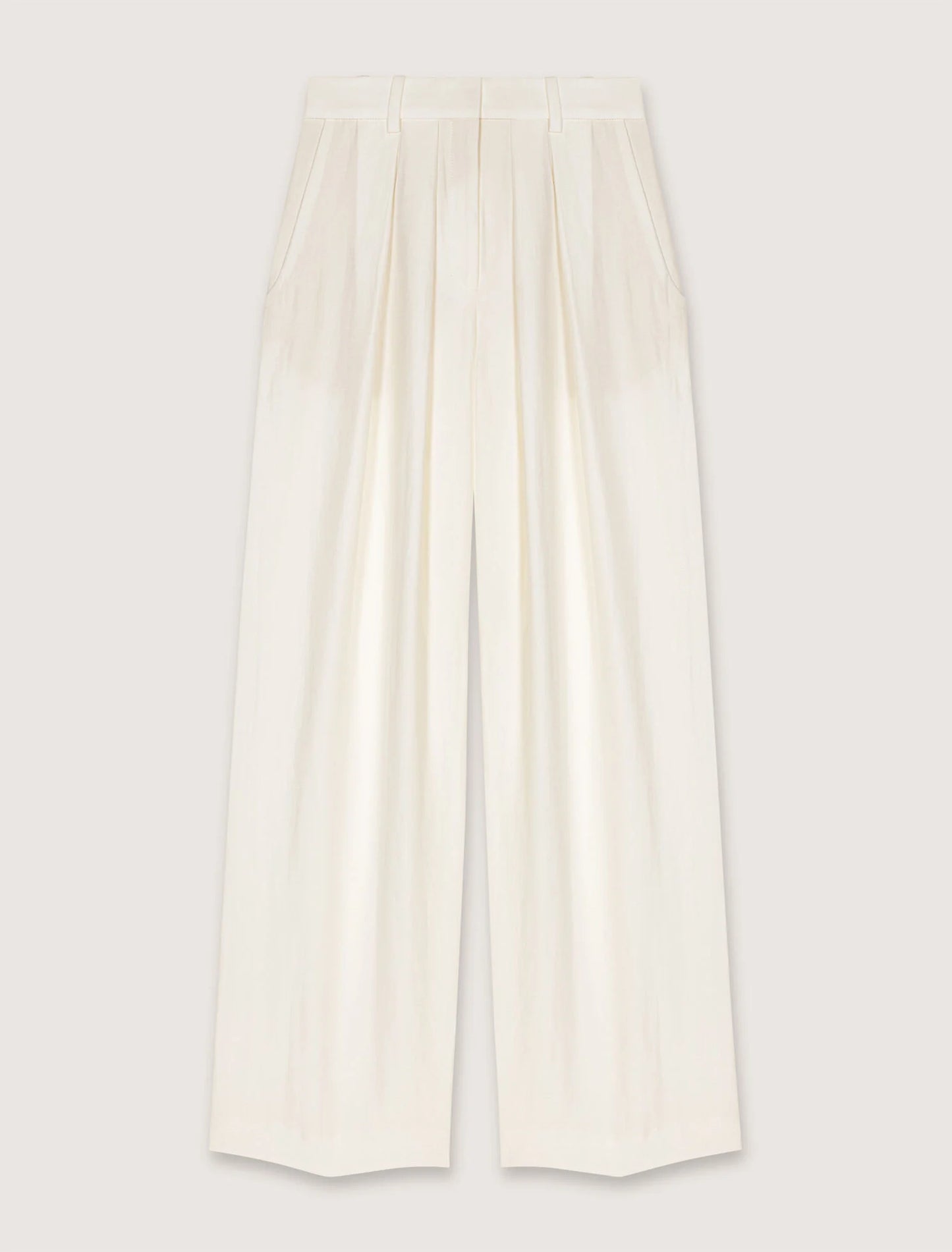 Ecru-Wide-Leg Suit Trousers