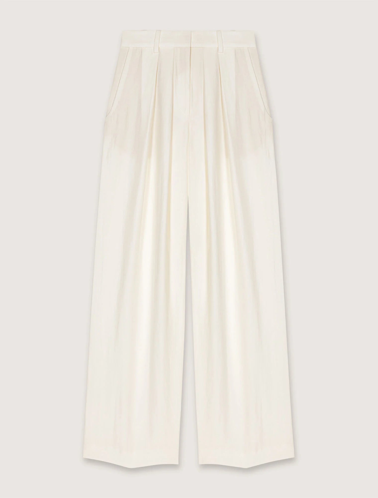 Ecru-Wide-Leg Suit Trousers