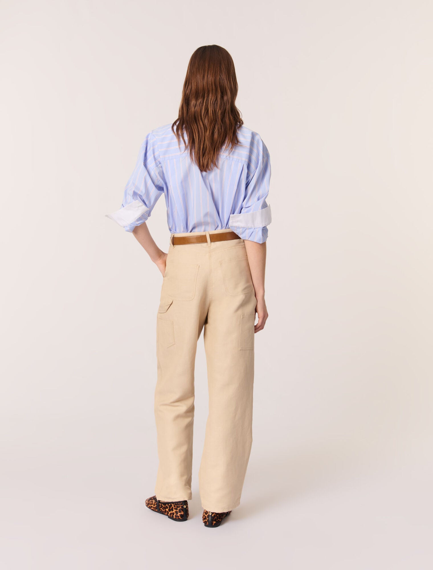 Beige-Linen and cotton suit trousers