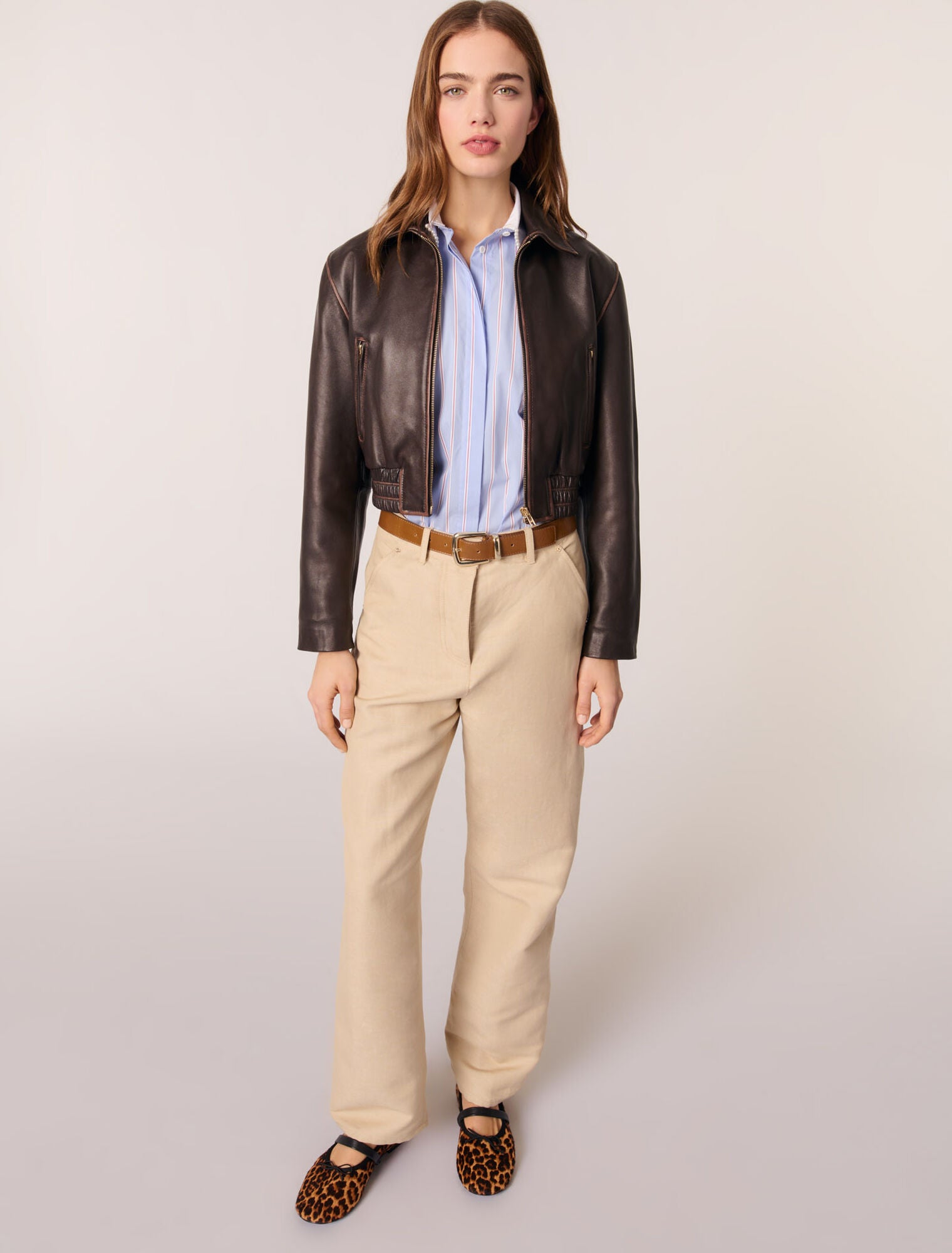 Beige-Linen and cotton suit trousers