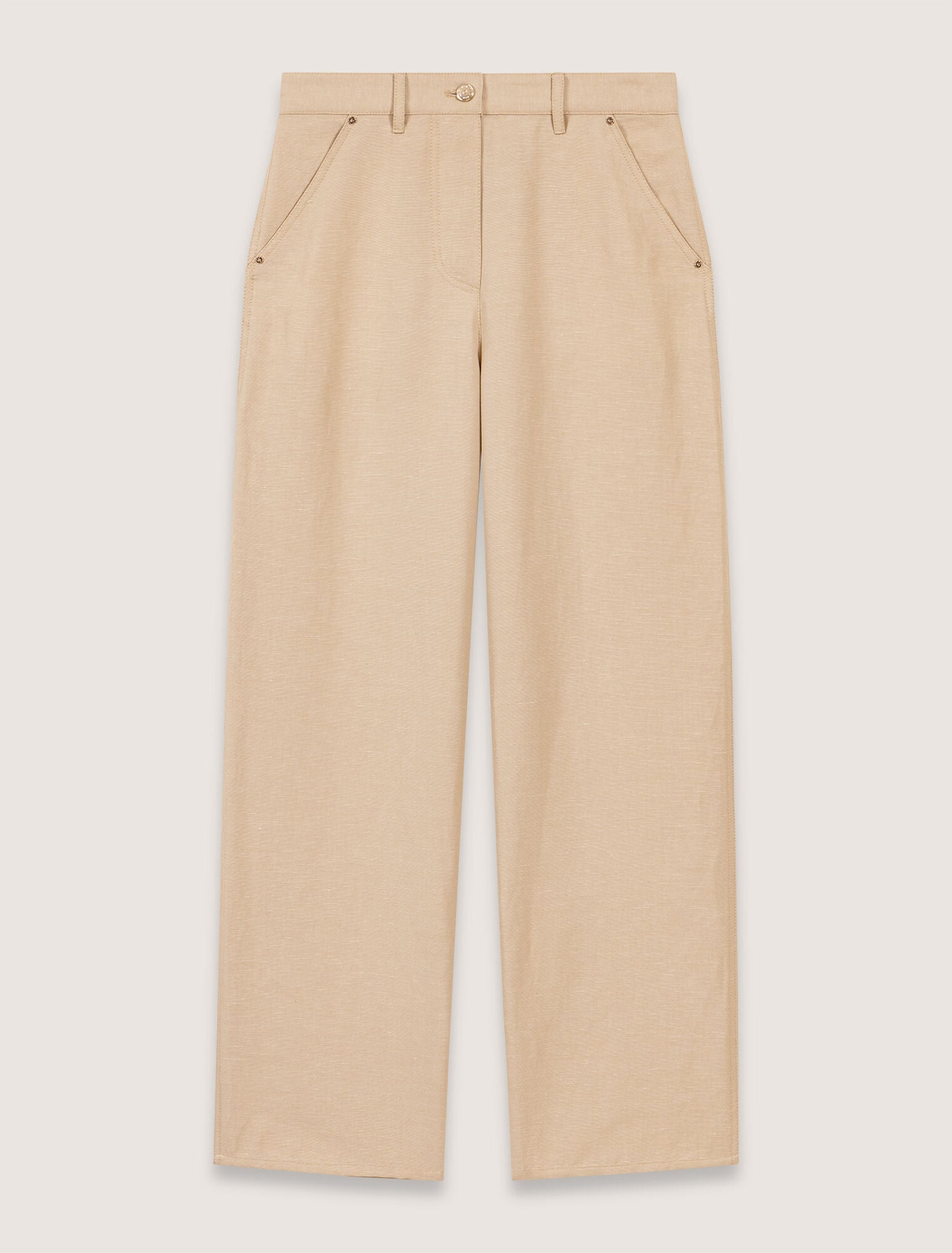 Beige-Linen and cotton suit trousers