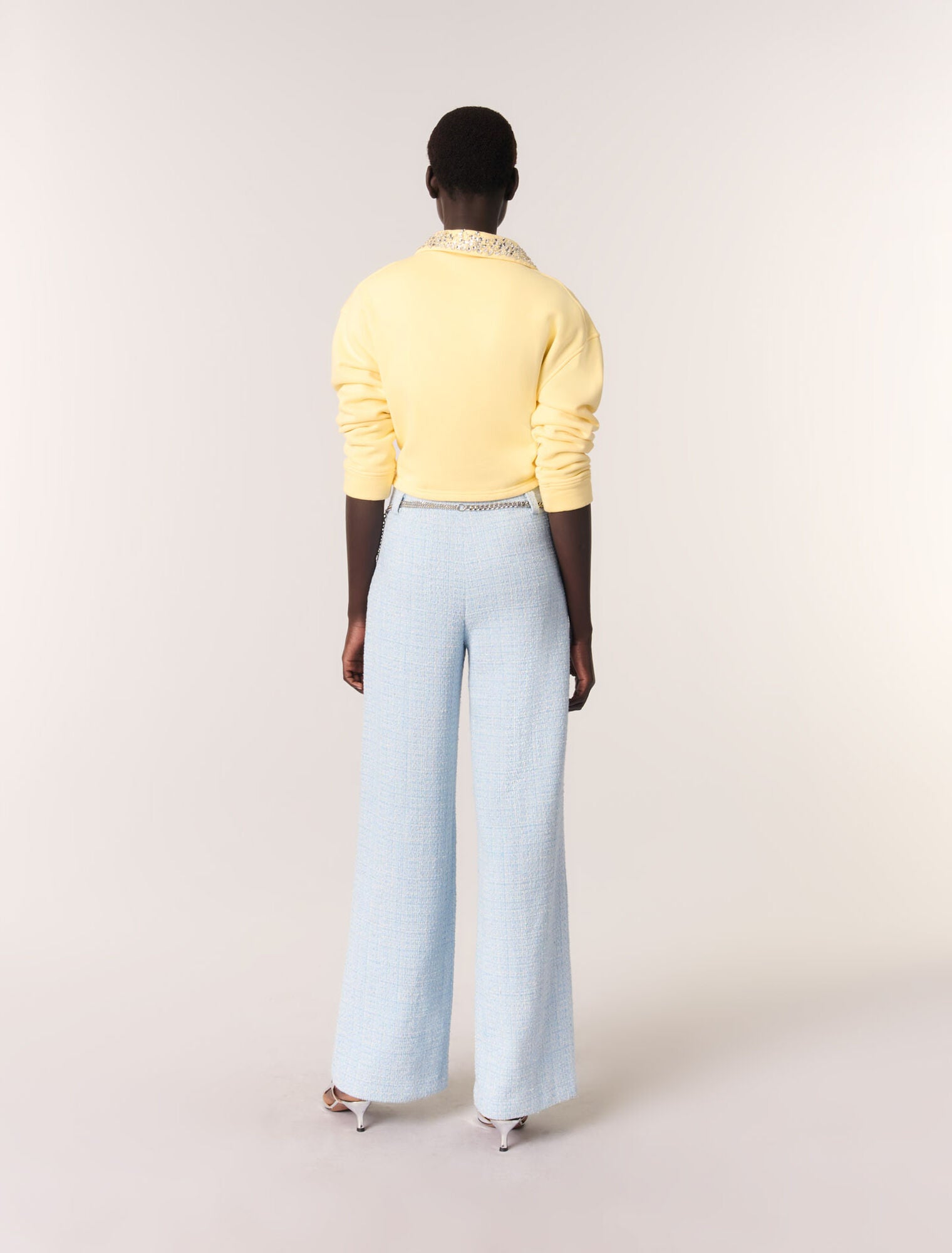 Blue Sky-Tweed trousers with belt