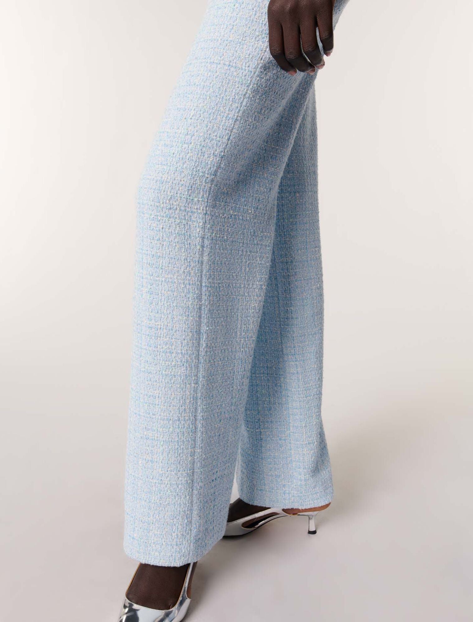 Blue Sky-Tweed trousers with belt
