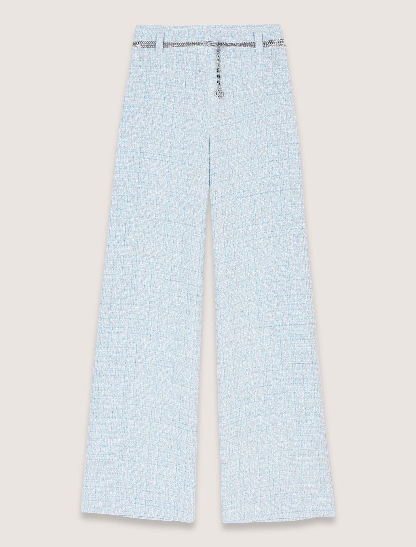 Blue Sky-Tweed trousers with belt