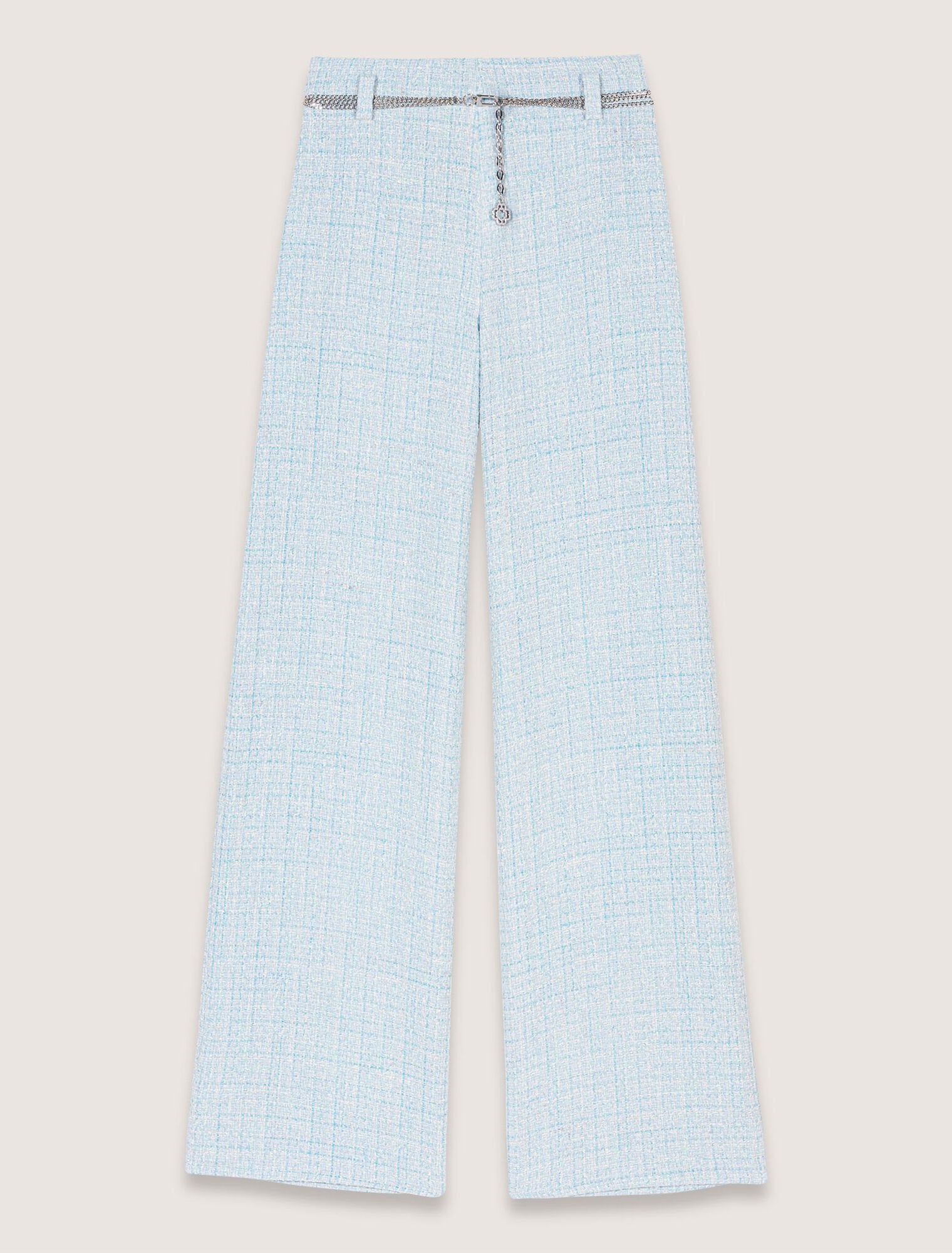 Blue Sky-Tweed trousers with belt