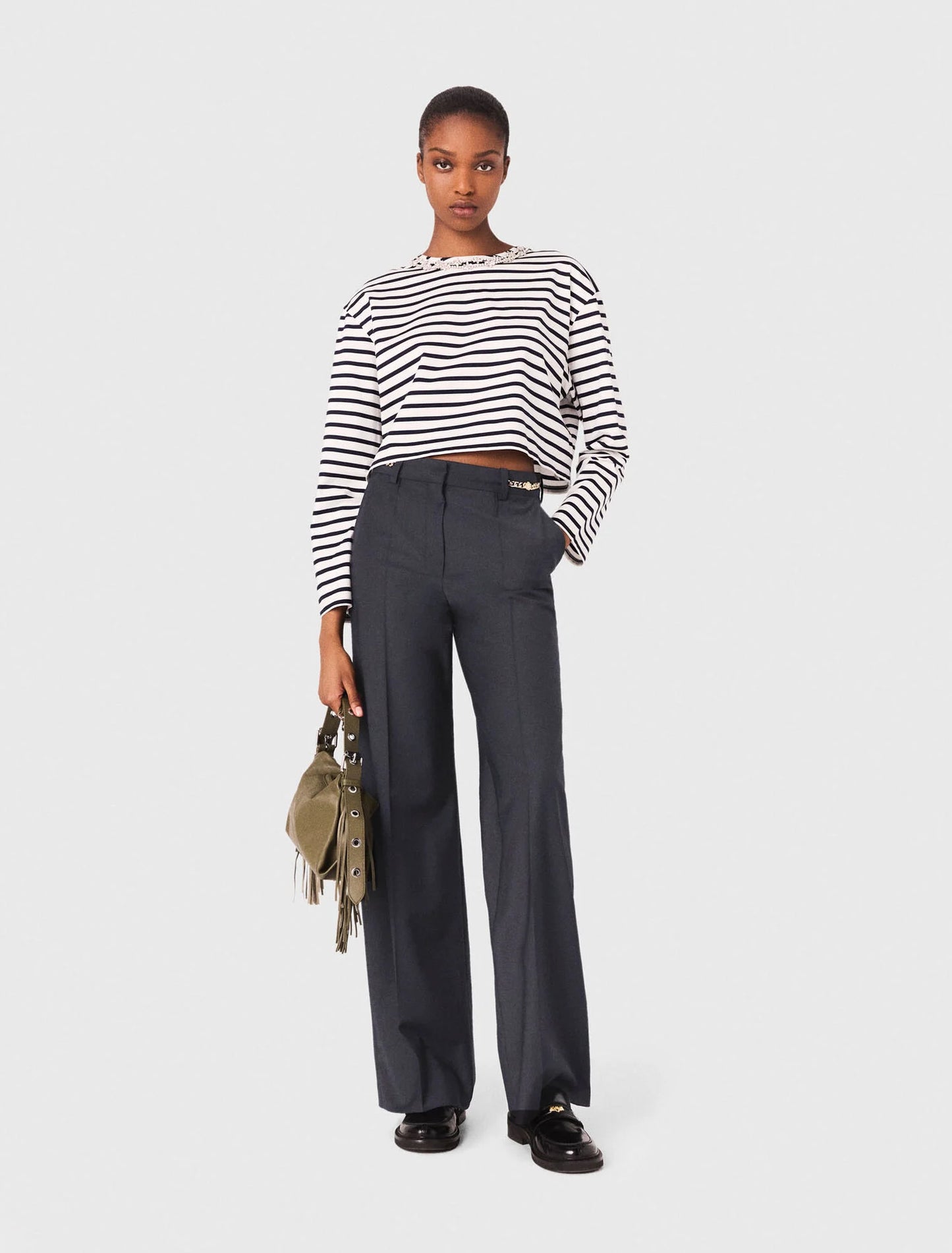Suit trousers with chain detail