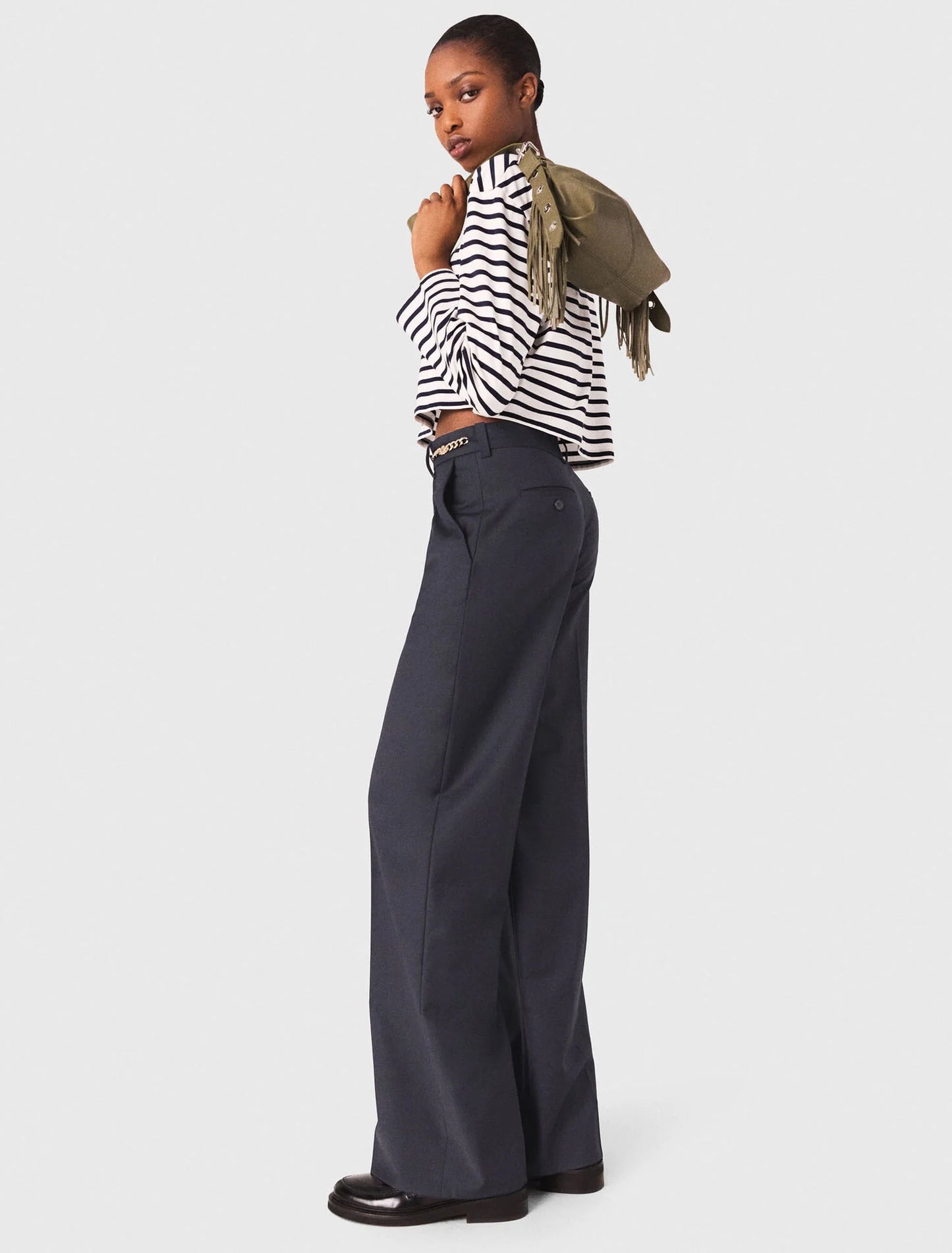 Suit trousers with chain detail