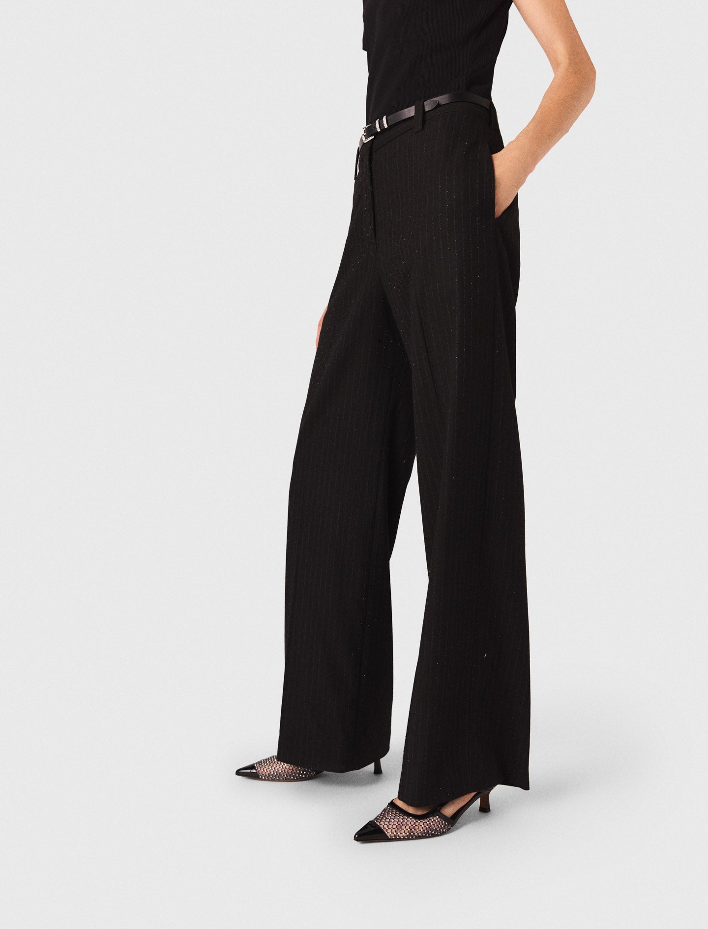 Rhinestone suit trousers Black