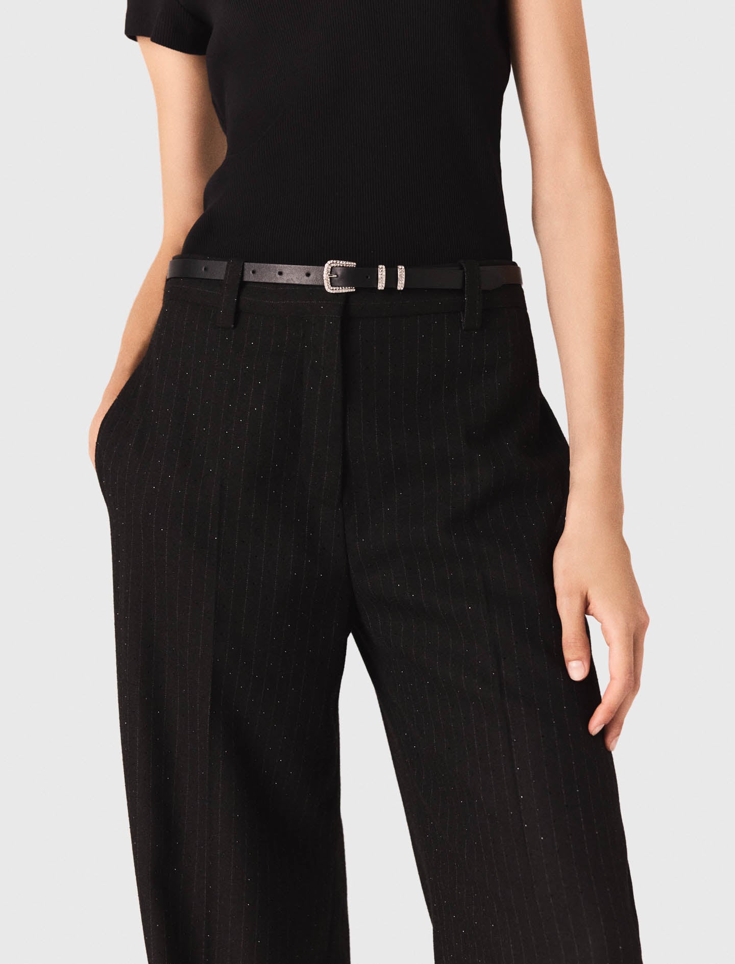 Rhinestone suit trousers Black