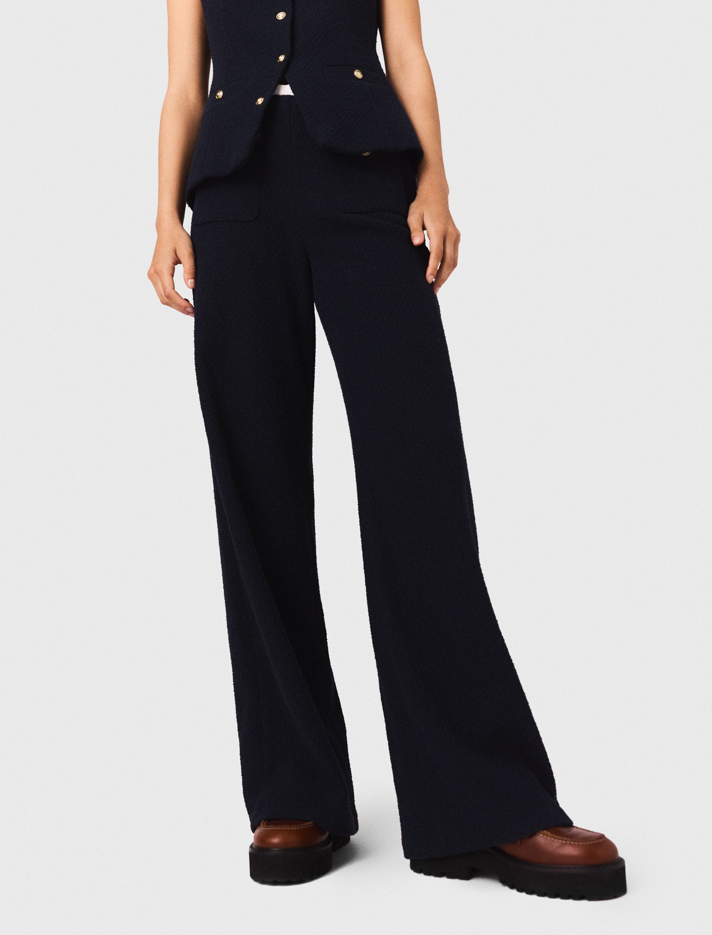 Straight-leg tweed trousers