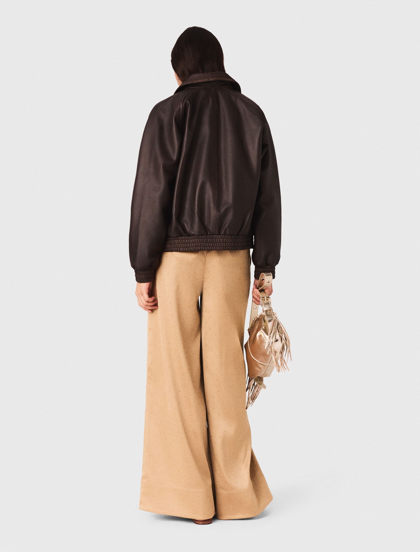 Rhinestone Satin Trousers CARAMEL