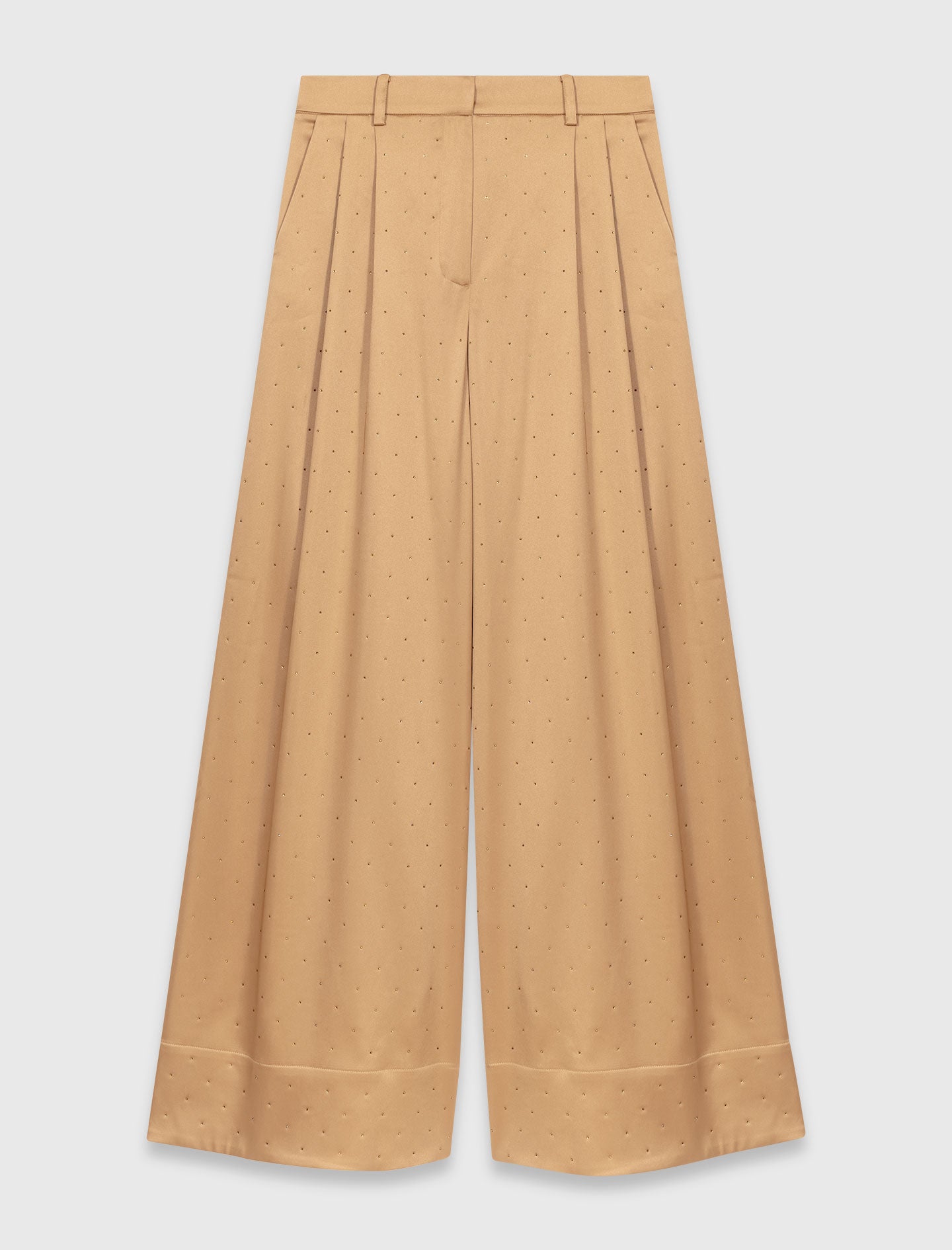 Rhinestone Satin Trousers CARAMEL