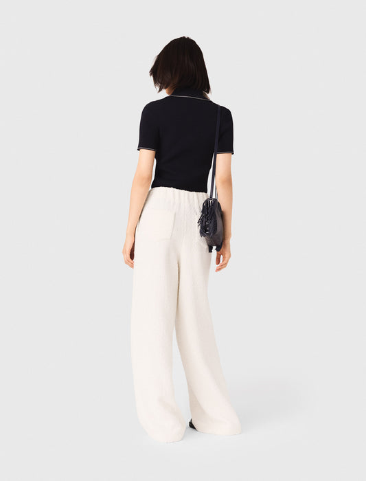 Wide-Leg Tweed Trousers ECRU