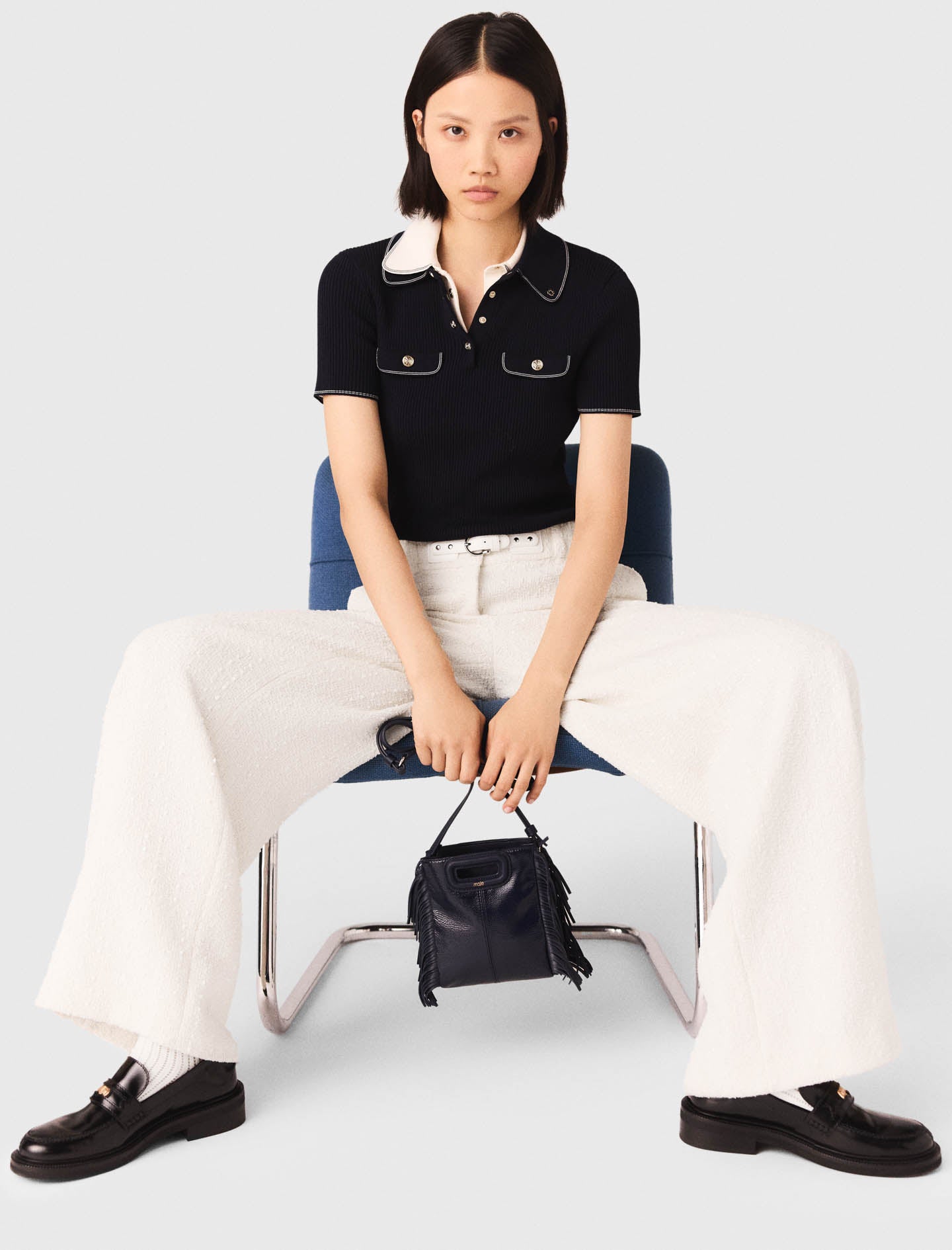 Wide-Leg Tweed Trousers ECRU