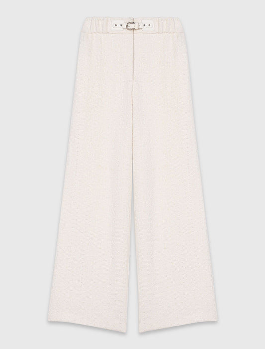Wide-Leg Tweed Trousers ECRU