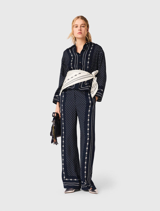 Printed Fluid Trousers NAVY