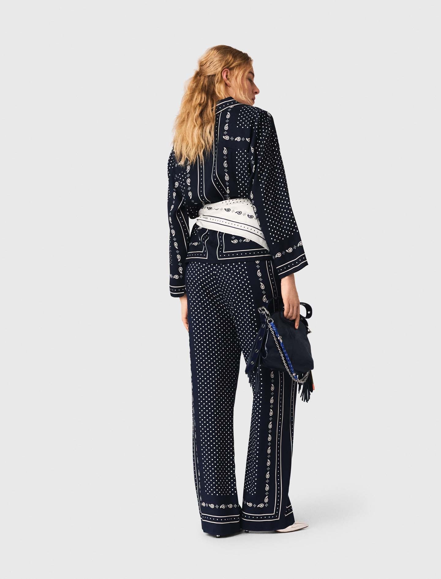 Printed Fluid Trousers NAVY