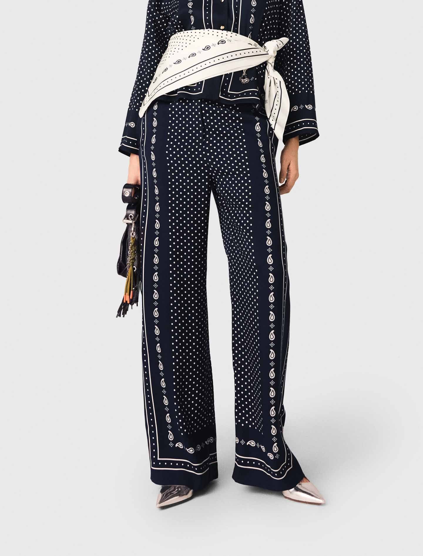 Printed Fluid Trousers NAVY