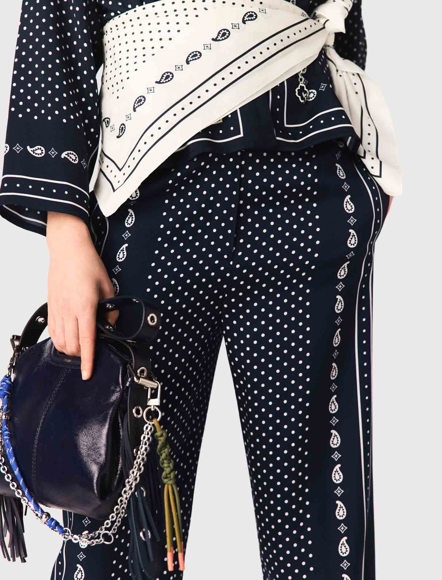 Printed Fluid Trousers NAVY