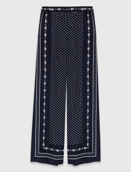 Printed Fluid Trousers NAVY