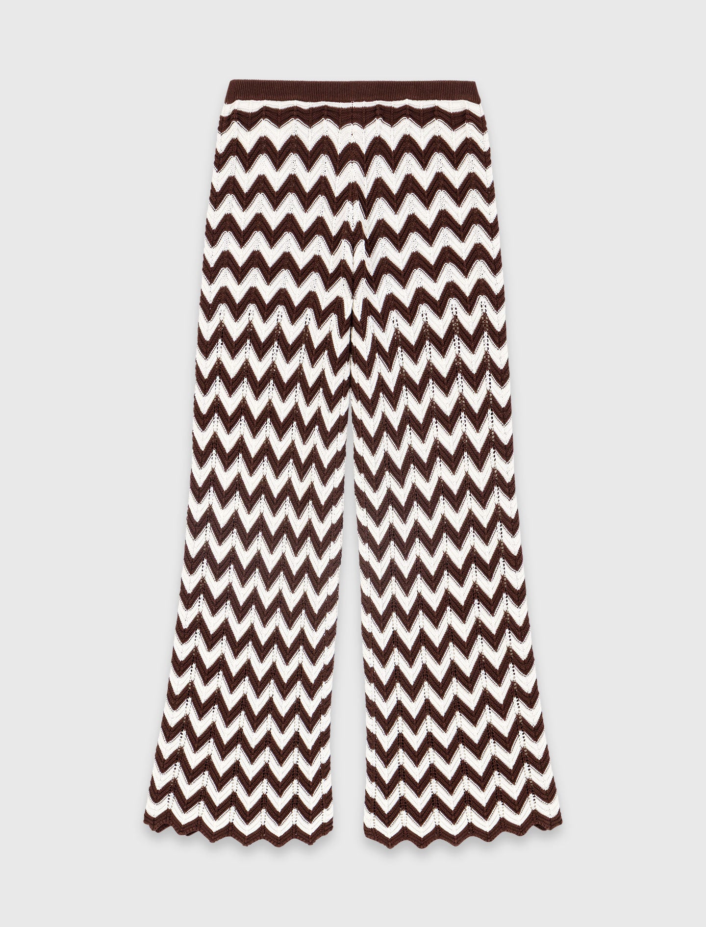 Zigzag Crochet Trousers Brown/White