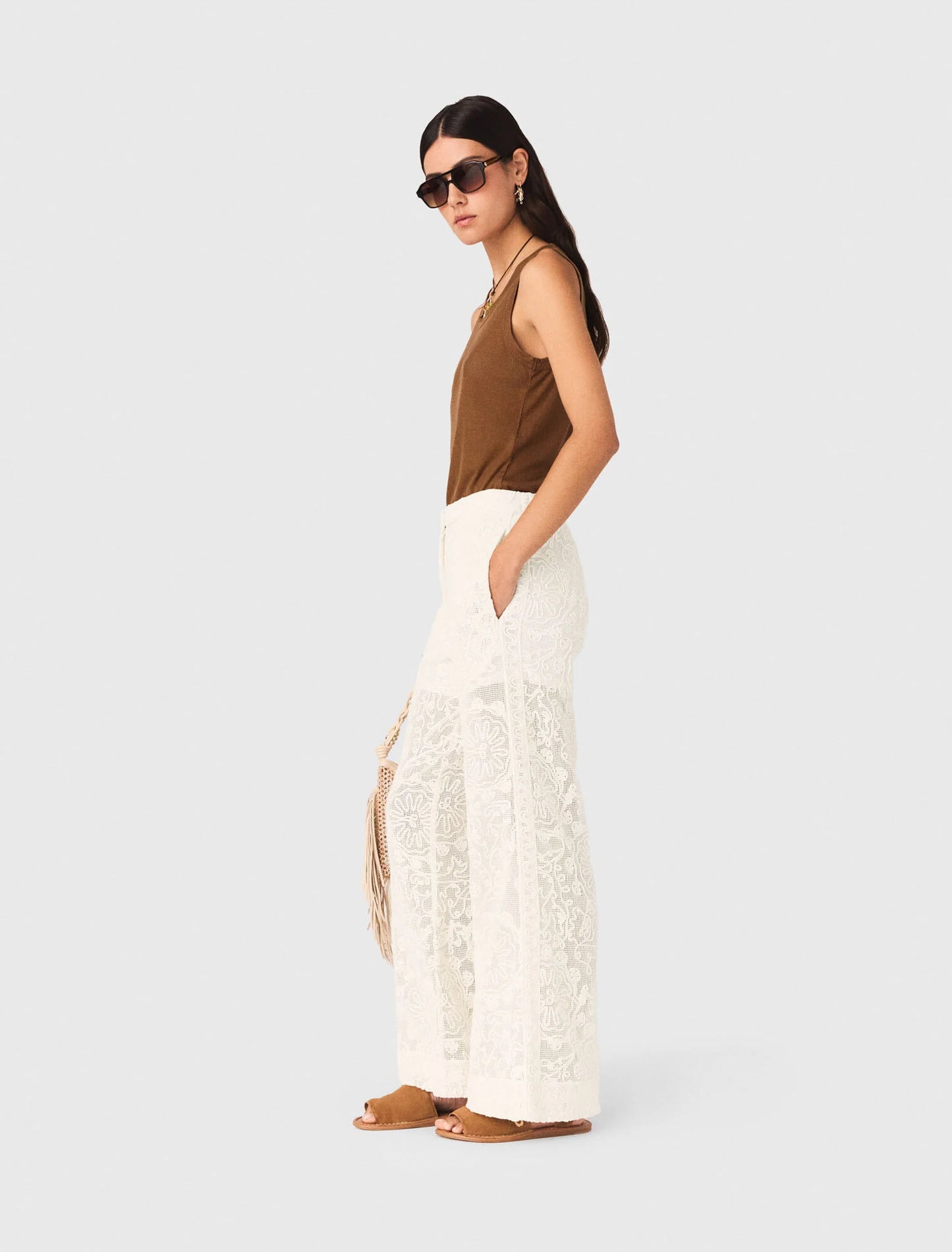 Guipure Lace Trousers Ecru