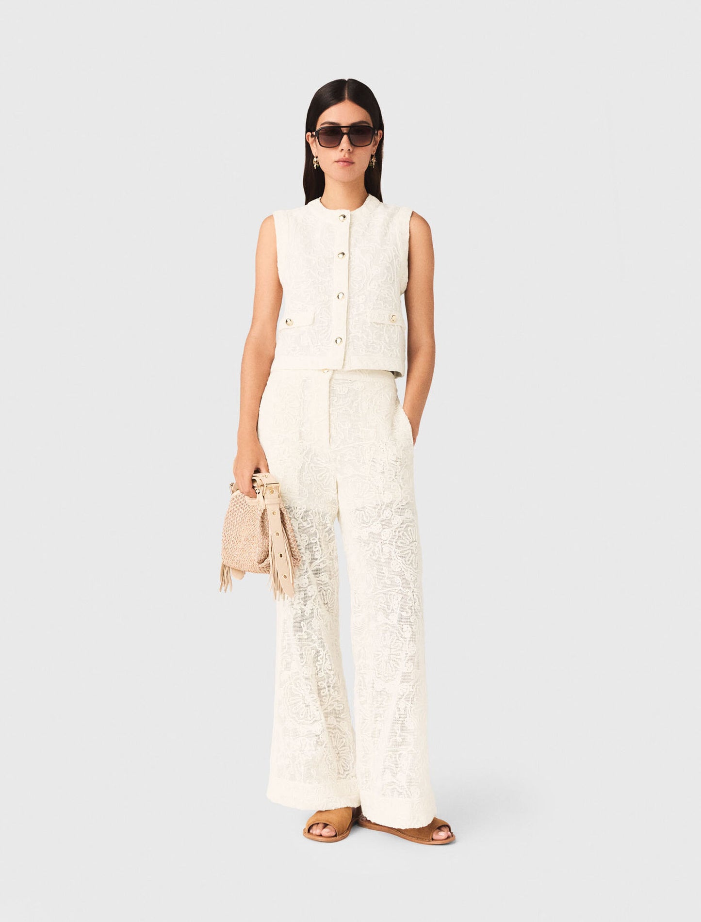 Guipure Lace Trousers Ecru