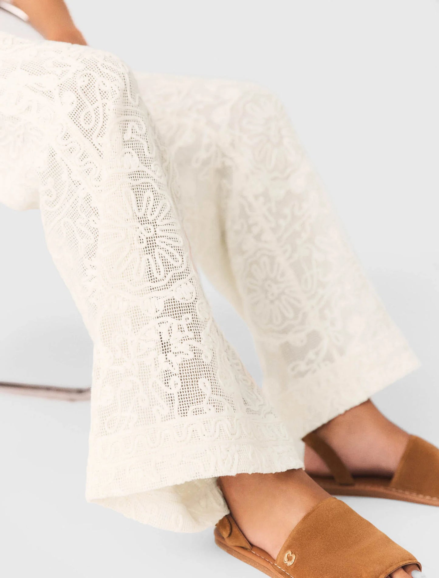 Guipure Lace Trousers Ecru