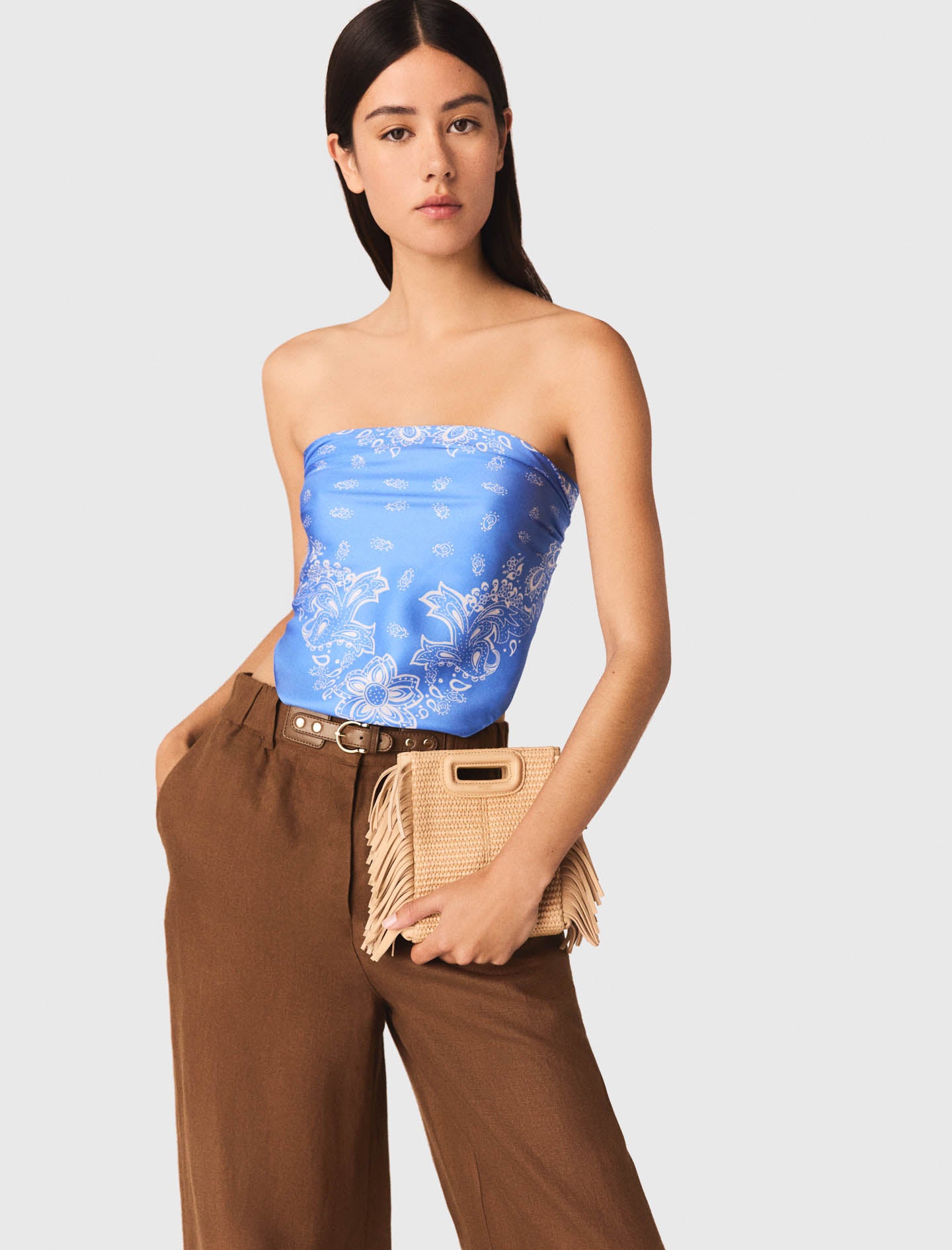 Linen-Blend Trousers Brown