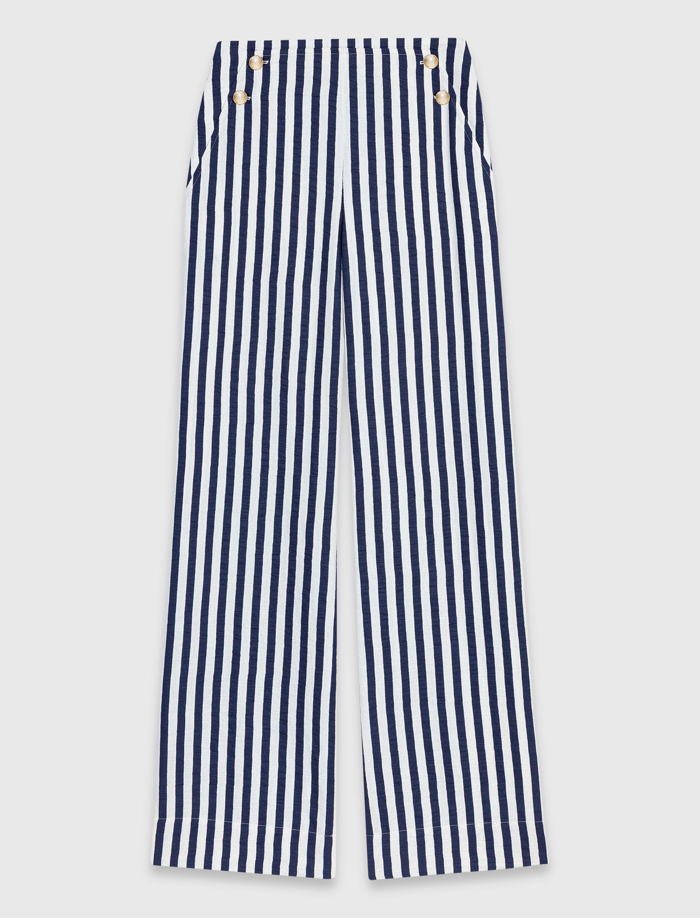 Linen Blend Sailor Trousers White/Blue