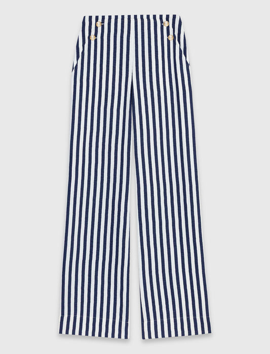 Linen Blend Sailor Trousers White/Blue