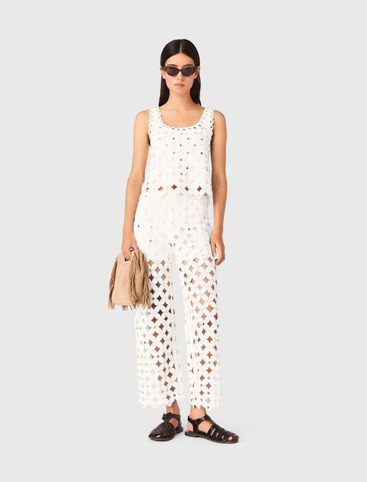 Crochet Trousers With Mirrors White