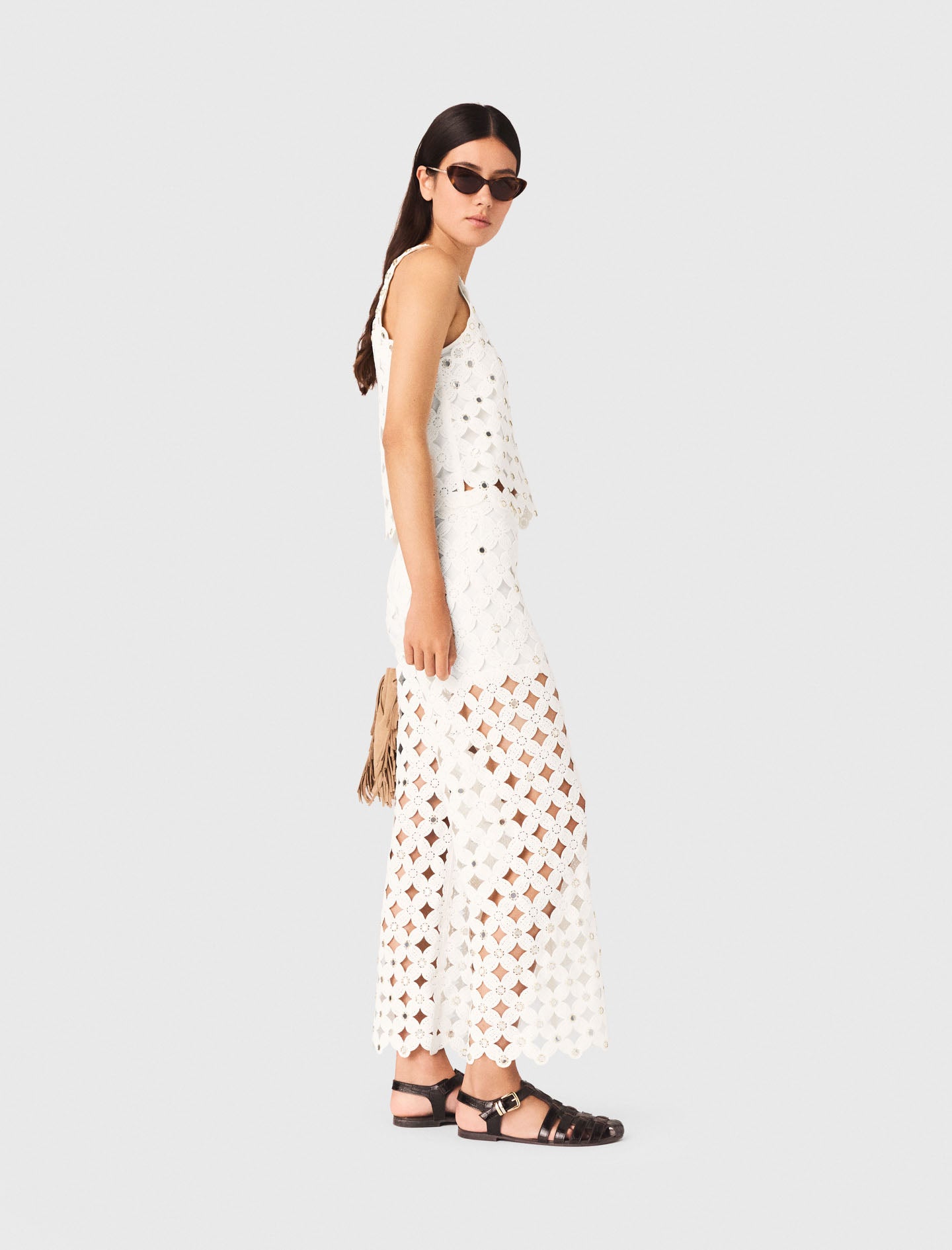 Crochet Trousers With Mirrors White