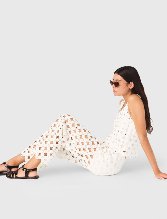 Crochet Trousers With Mirrors White