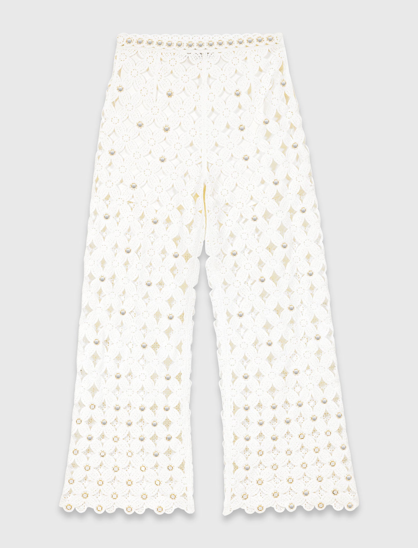 Crochet Trousers With Mirrors White
