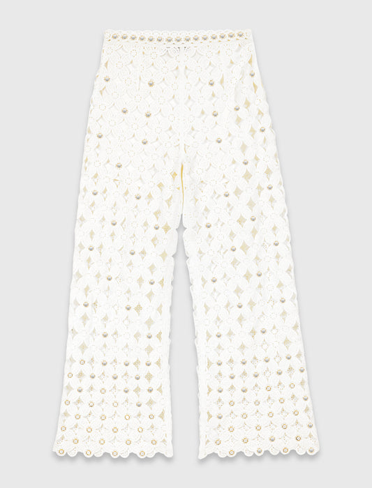 Crochet Trousers With Mirrors White