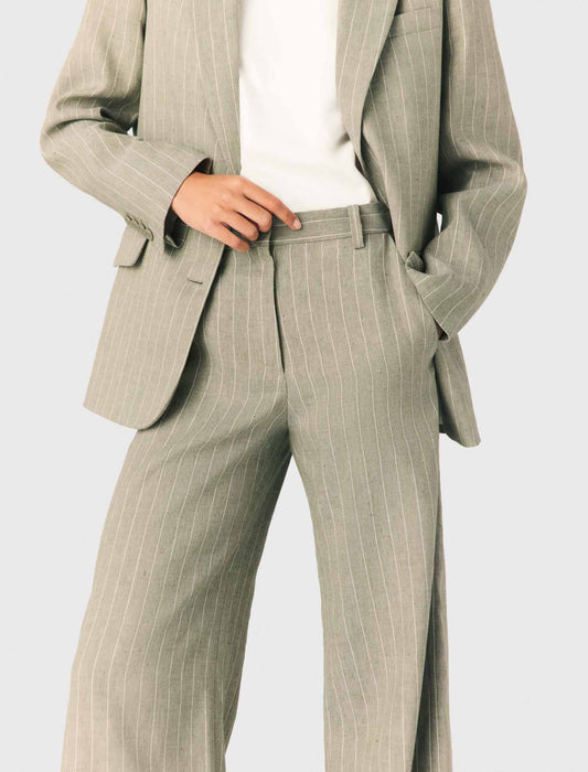Linen-Blend Suit Trousers Khaki