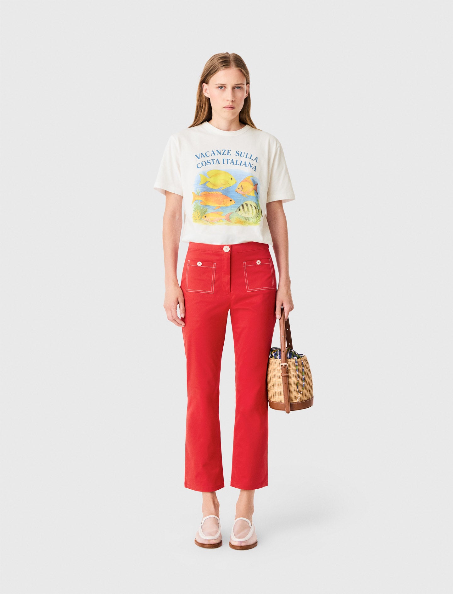 Cotton Capri trousers Red