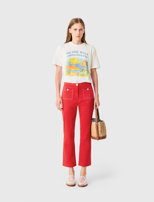 Cotton Capri trousers Red