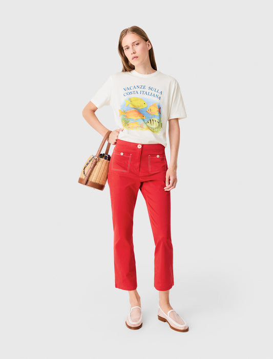 Cotton Capri trousers Red