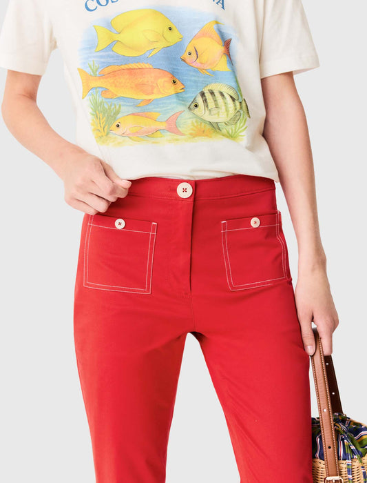 Cotton Capri trousers Red