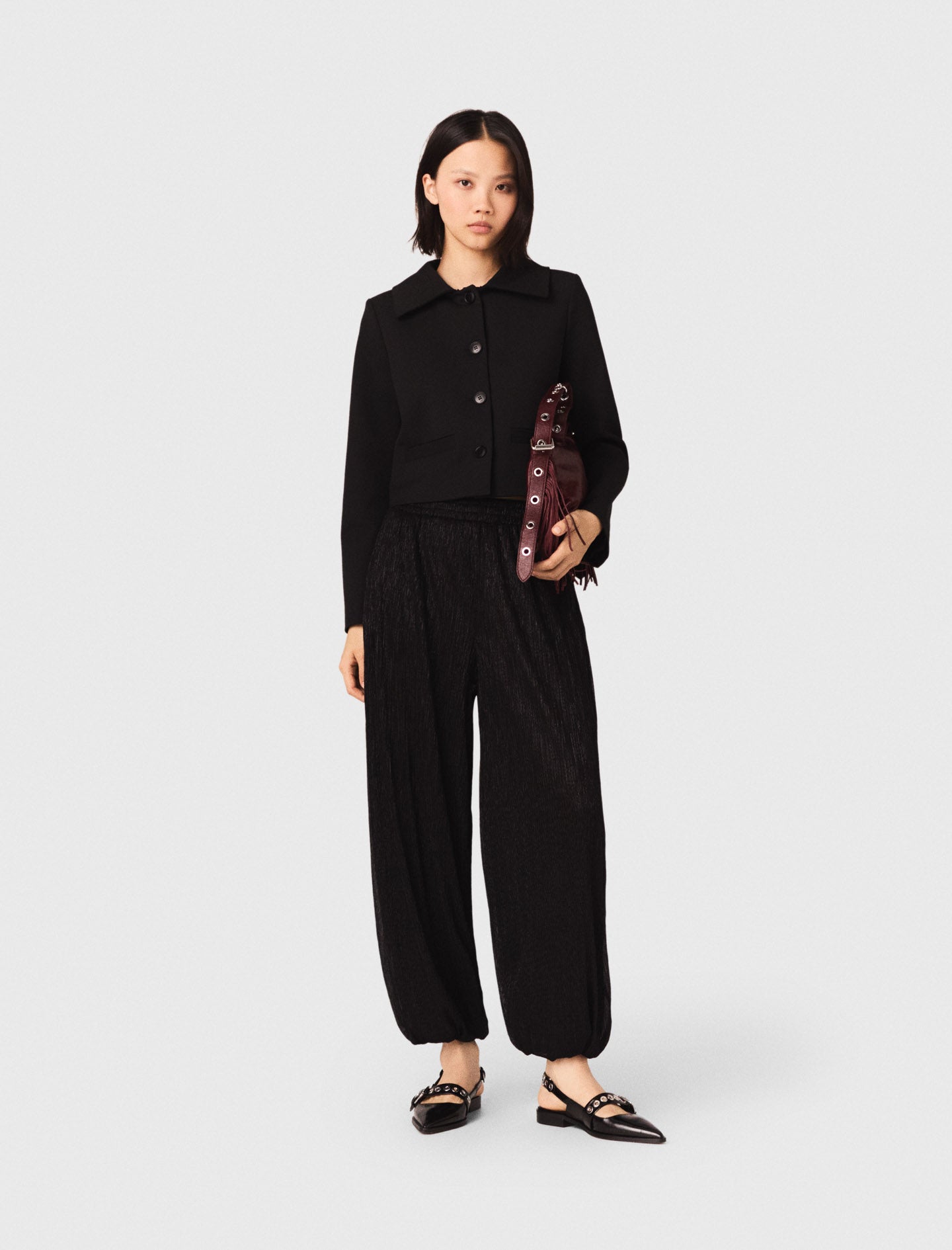 Metallic Harem Trousers BLACK