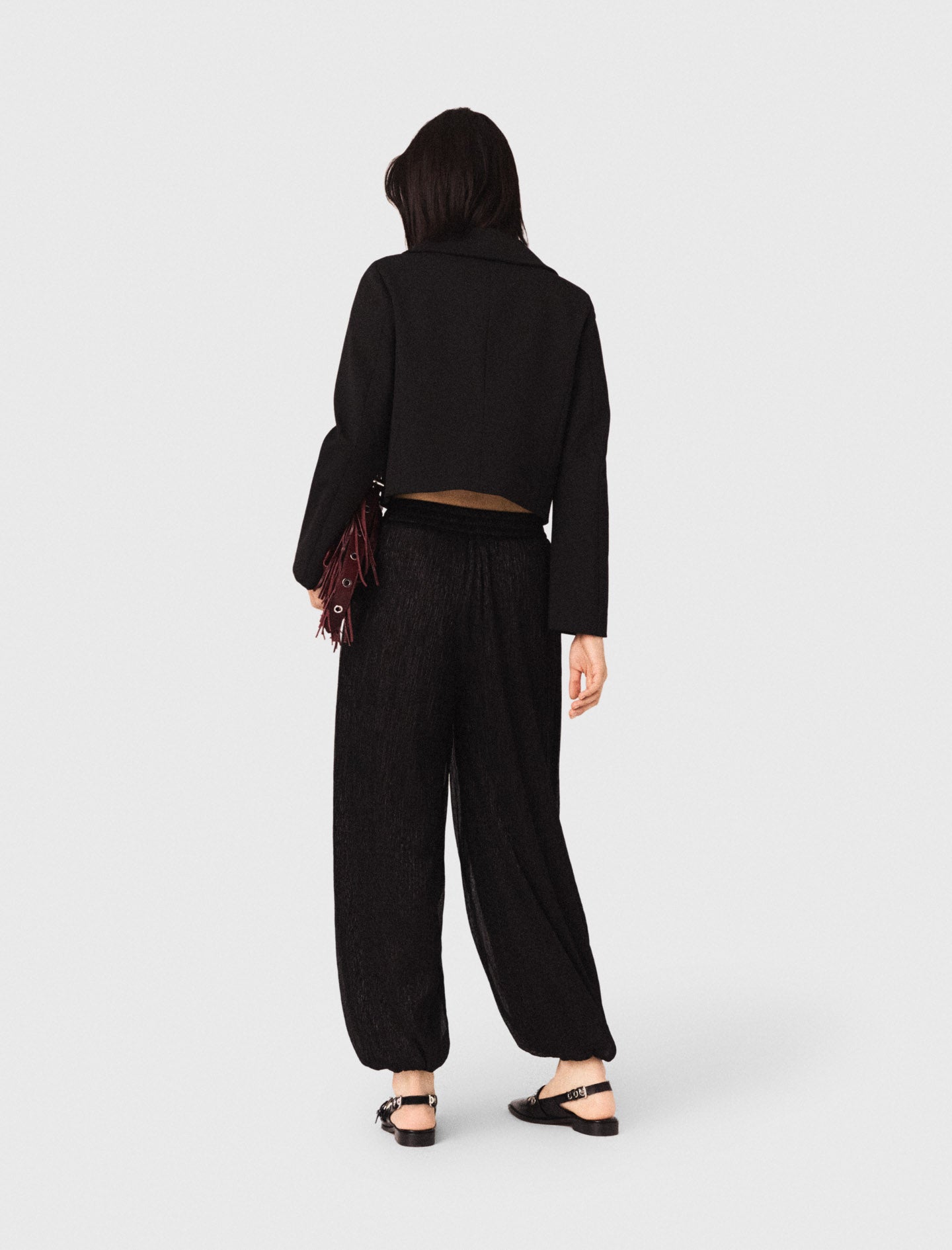 Metallic Harem Trousers BLACK