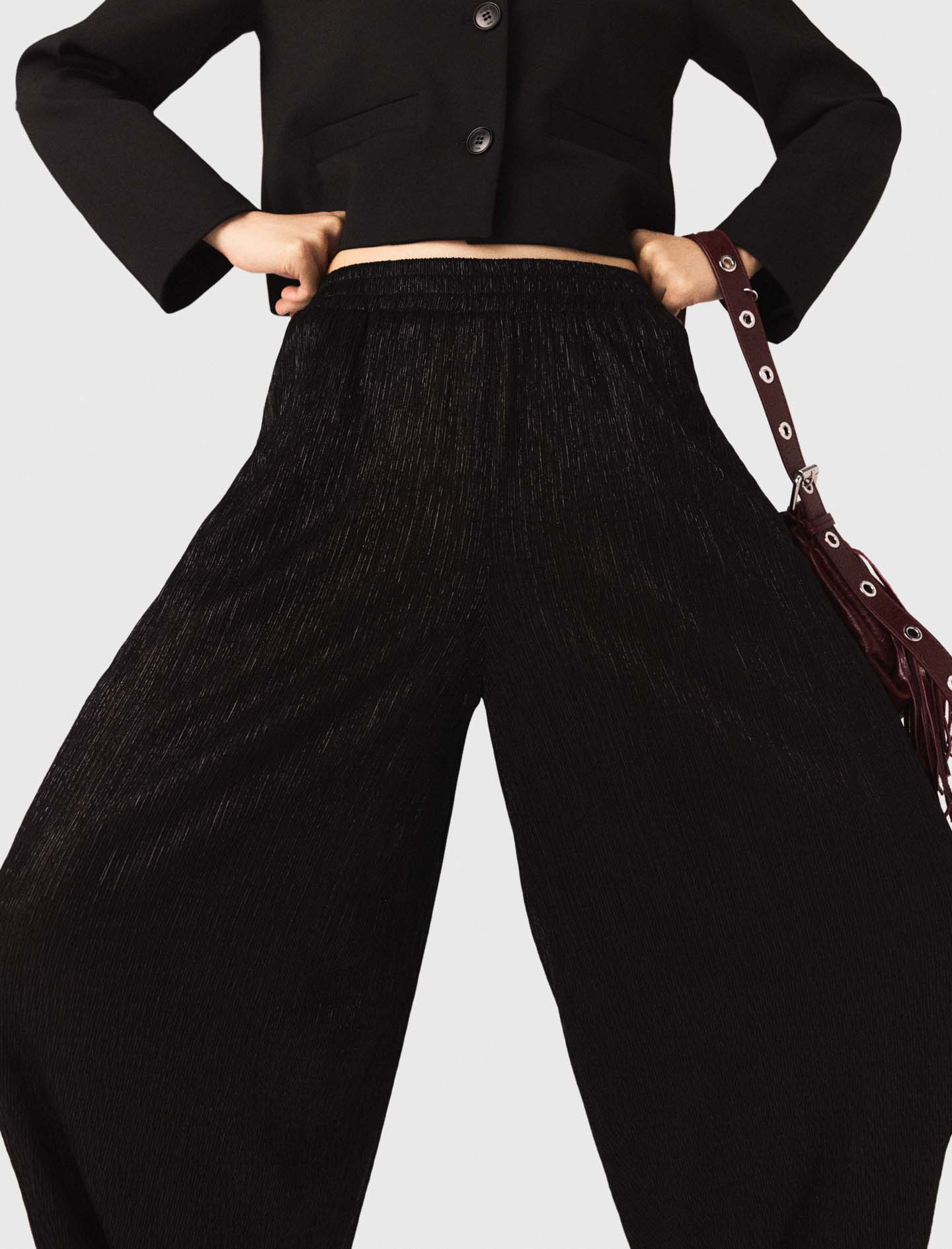 Metallic Harem Trousers BLACK