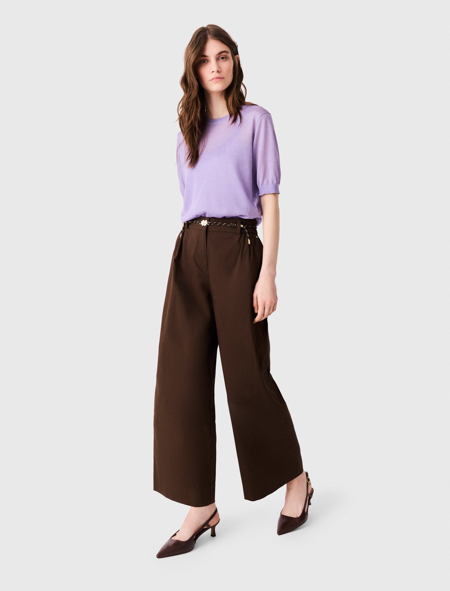 Wide-leg cotton trousers Brown