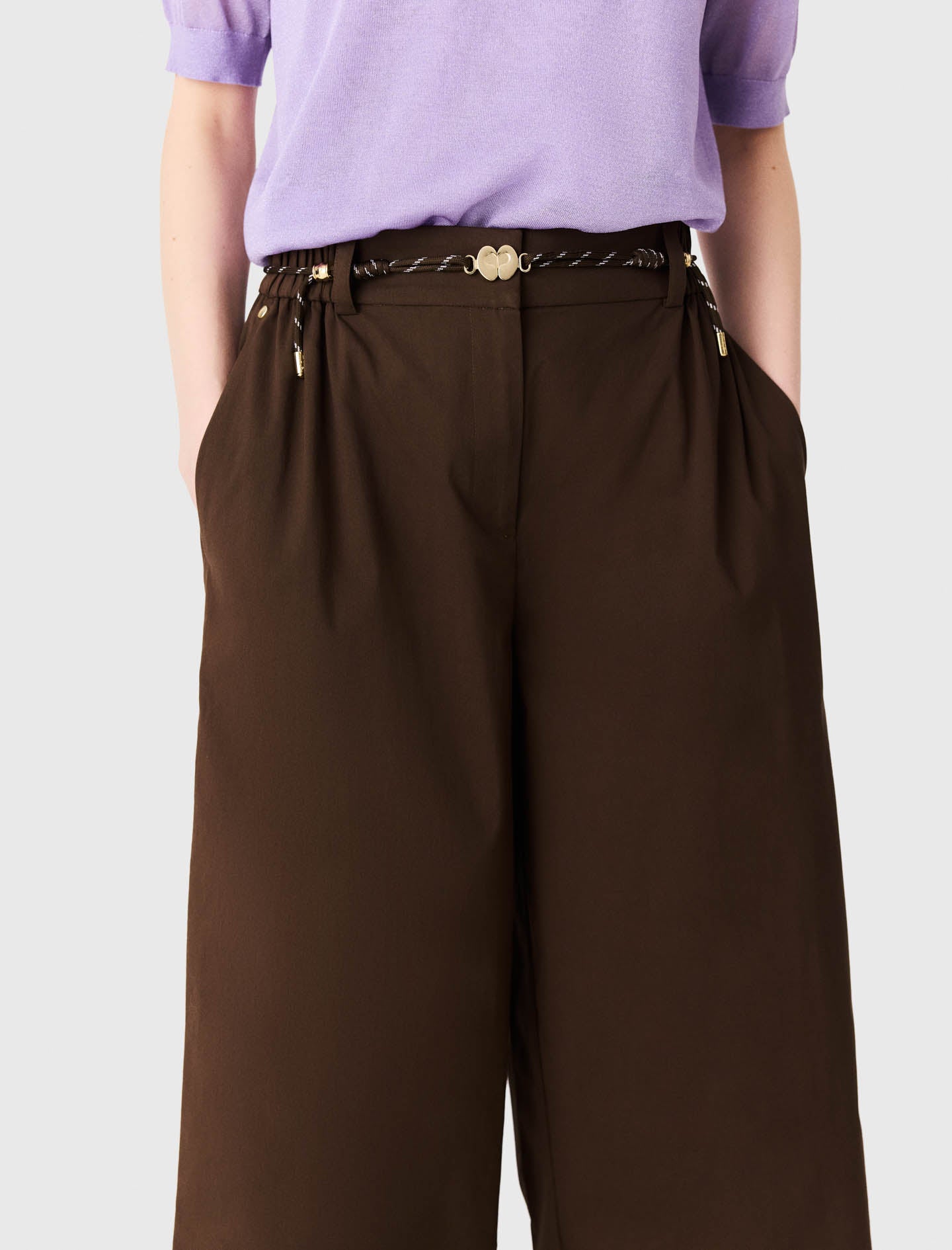 Wide-leg cotton trousers Brown