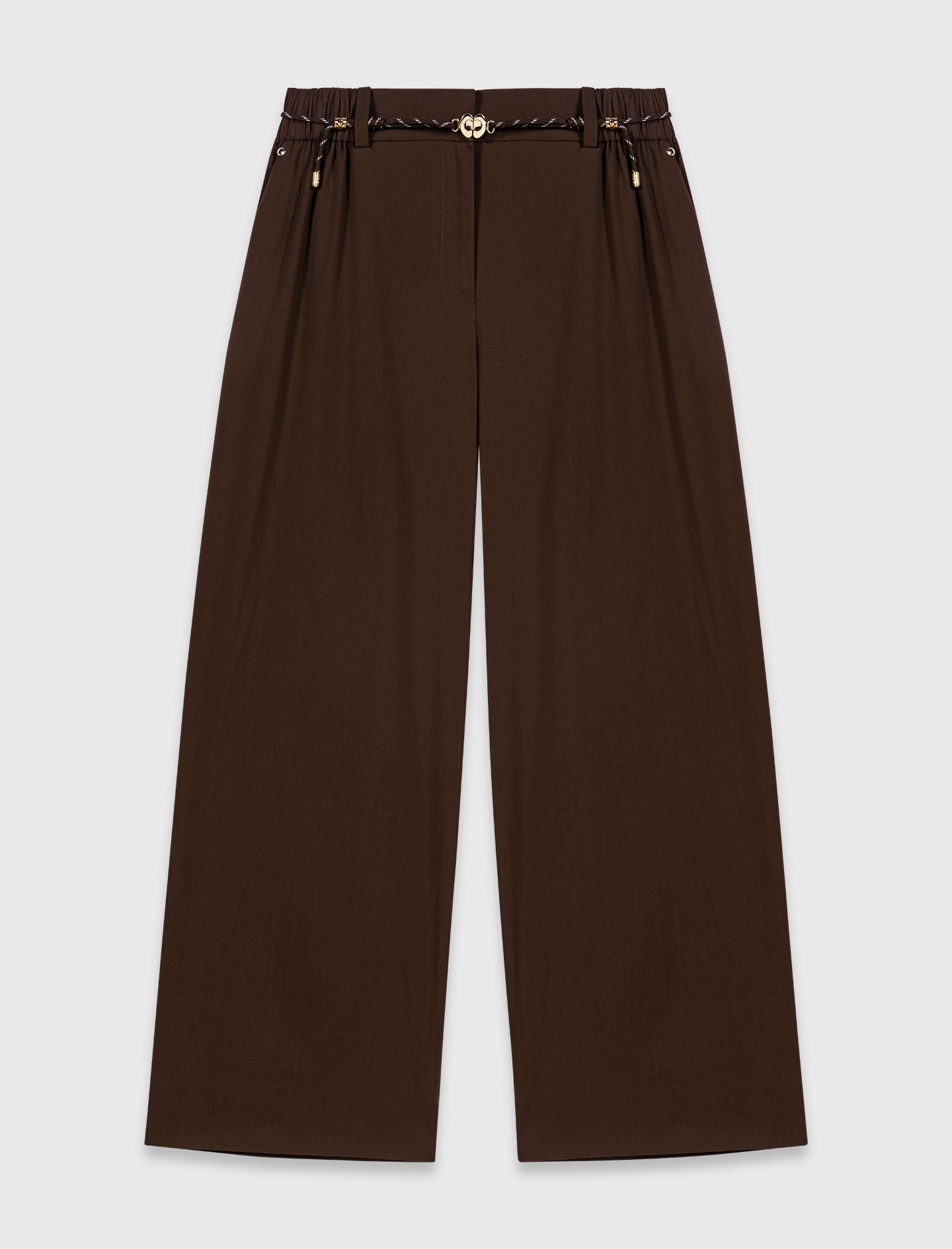 Wide-leg cotton trousers Brown