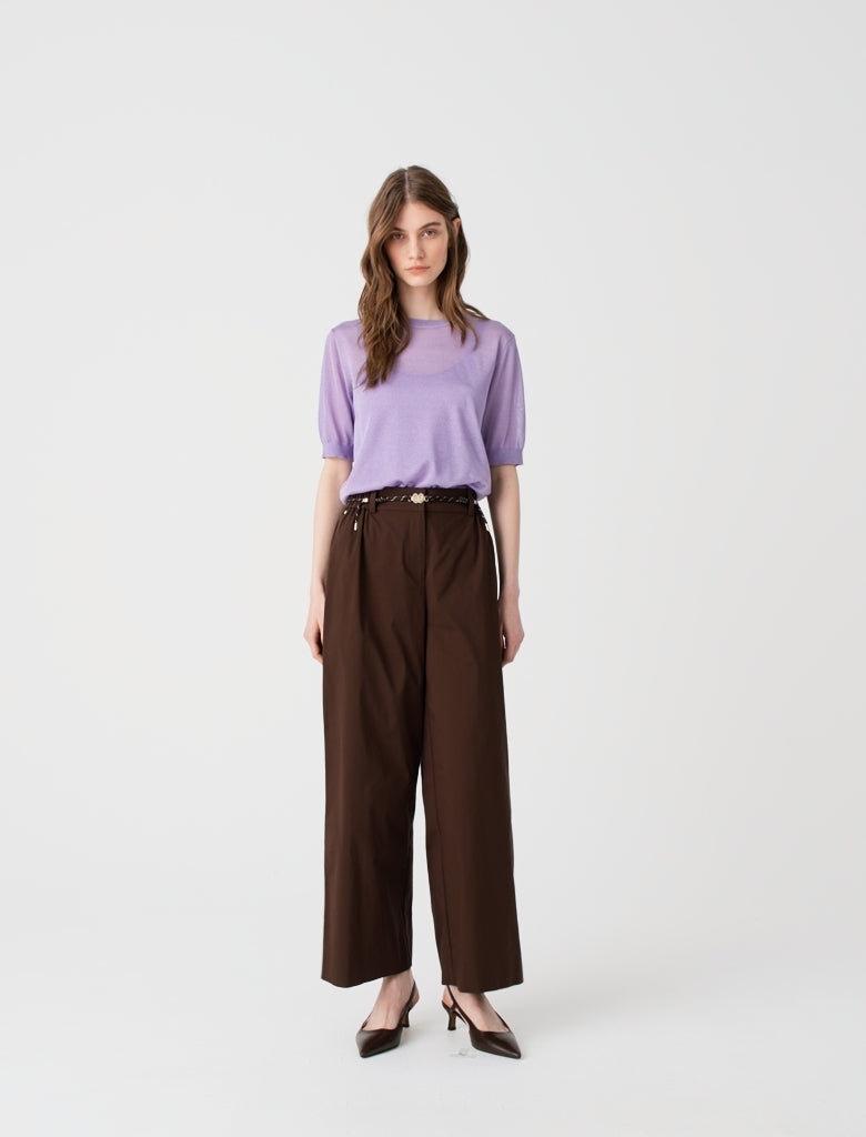 Wide-leg cotton trousers Brown